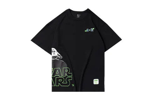 Li Ning T Shirts Men's Black Crew Neck Moderate Straight Fit