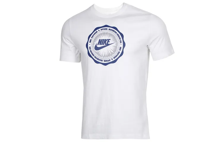Nike T-Shirts Men's White Crew Neck Moderate Straight Fit
