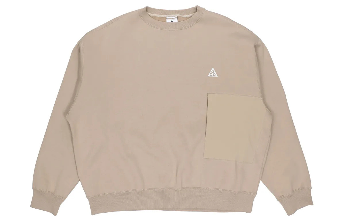 Nike ACG Solid Color Casual Fleece Lined Sports Sweatshirt Men's Khaki