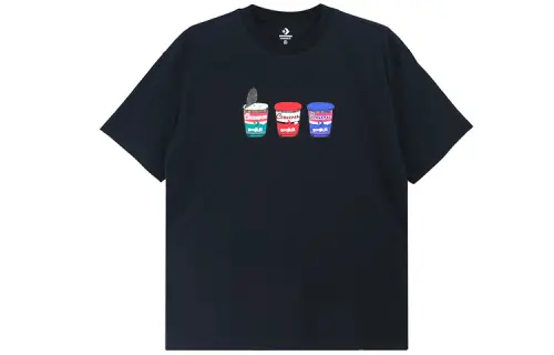 Converse Drop Shoulder Sleeve T-Shirt Unisex Black