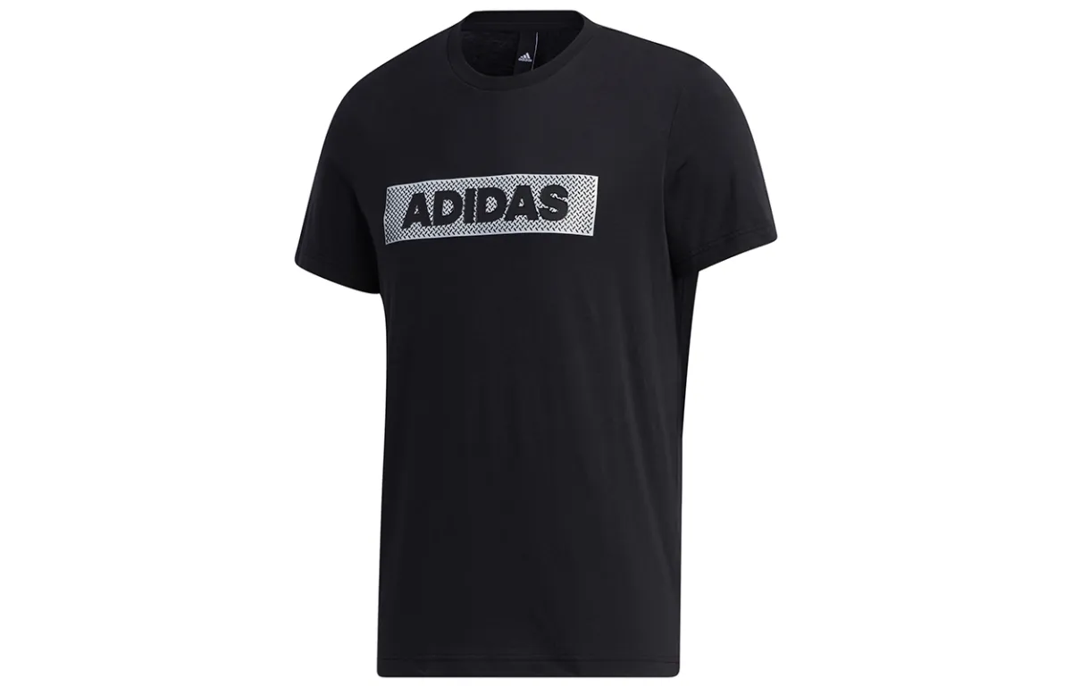 Adidas T-Shirts Men's Black Crew Neck Moderate Straight Fit
