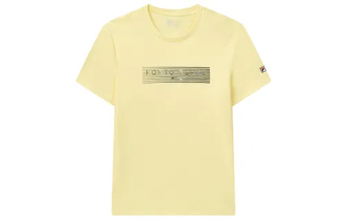 FILA T Shirts Men's Yellow Crew Neck Moderate Straight Fit