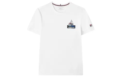 FILA T Shirts Men's White Crew Neck Moderate Straight Fit