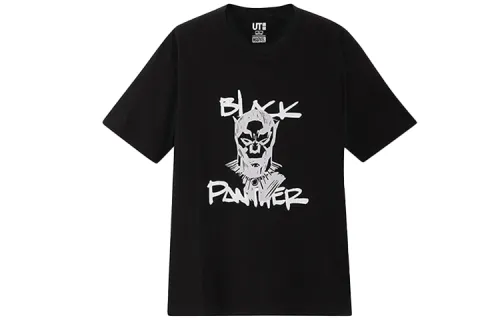 UNIQLO Print Straight Fit T Shirt Unisex Black