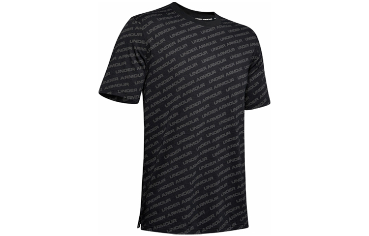 Under Armour Wordmark T Shirts Men's Black Crew Neck Moderate Straight Fit
