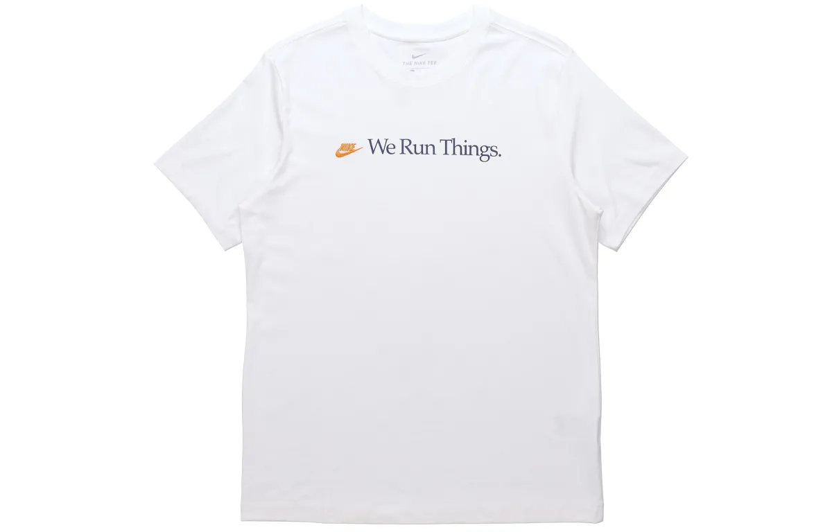 Nike T-Shirts Men's White Crew Neck Moderate Straight Fit