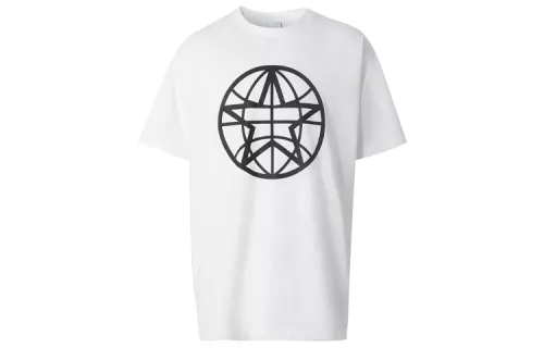 Burberry T Shirts Men's White Crew Neck Moderate Straight Fit