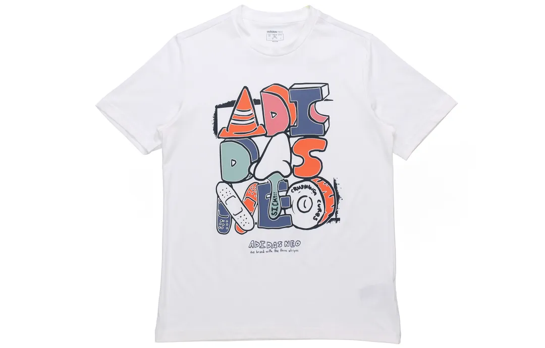 Adidas Neo T Shirts Men's White Crew Neck Moderate