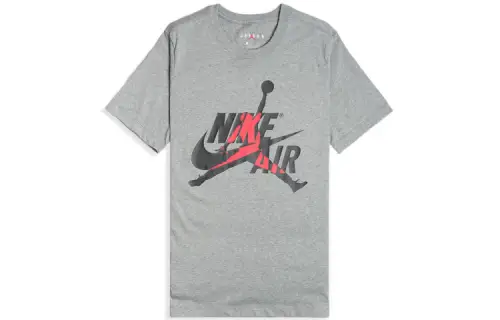 Jordan T Shirts Men's Gray Crew Neck Moderate Straight Fit