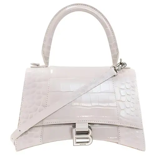 Balenciaga Crocodile Embossed Calfskin Crossbody Bag, Handbag Small Women's Ecru