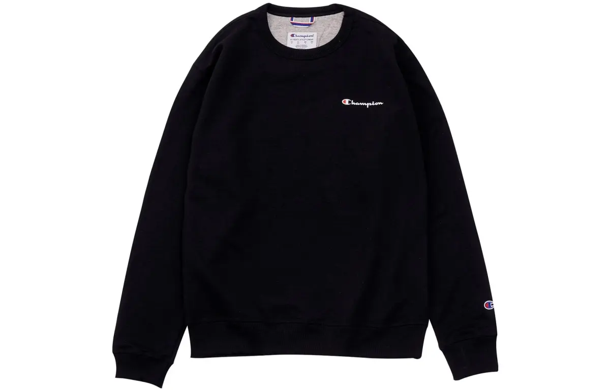 Champion Sweatshirts Unisex Black Crew Neck Thickened Heavyweight