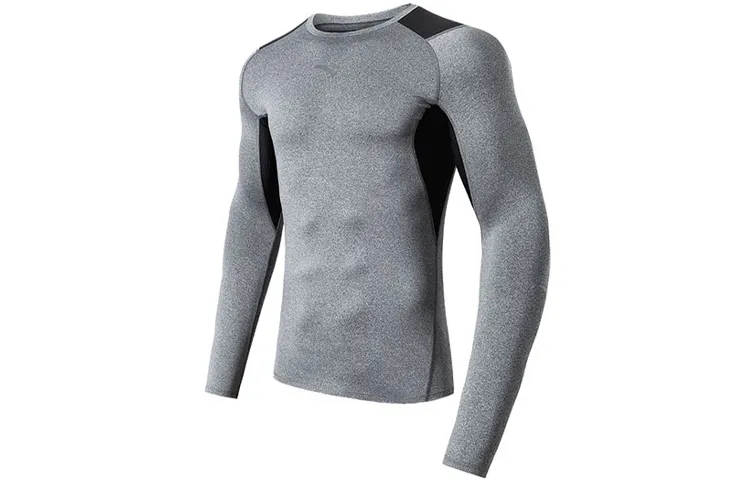 Anta Straight Fit Long Sleeved T Shirt Men's Gray