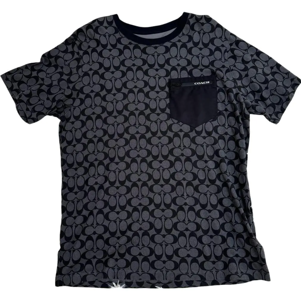 COACH T-Shirts Men's Black Crew Neck Moderate Straight Fit