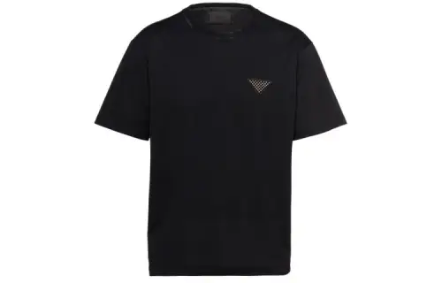 PRADA T Shirts Men's Black Crew Neck Moderate Straight Fit