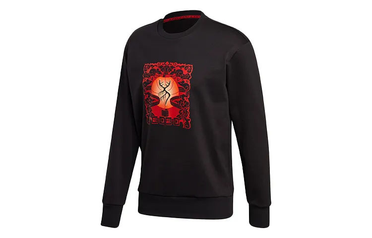 Adidas Sweatshirts Men's Black Crew Neck Moderate Regular