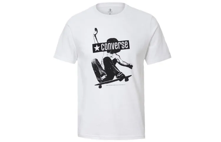Converse T-Shirts Men's White Crew Neck Moderate
