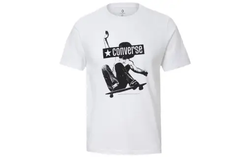 Converse T Shirts Men's White Crew Neck Moderate