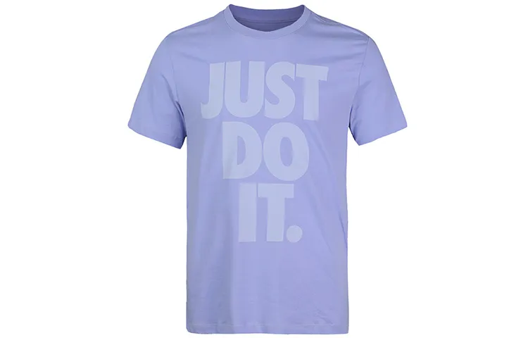 Nike T-Shirts Men's Light Purple Crew Neck Moderate Straight Fit