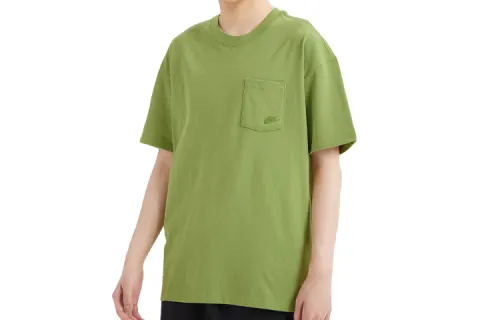Nike T Shirts Men's Green Crew Neck Moderate Straight Fit