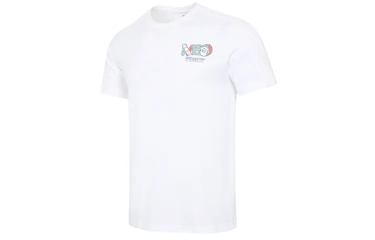 Adidas Neo T Shirts Men's White Crew Neck Moderate Straight Fit