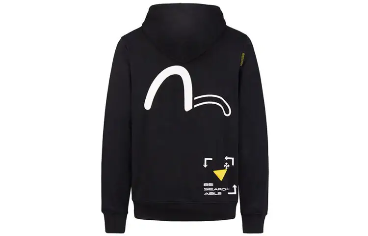 EVISU Sweatshirts Men's Black Hooded Moderate Regular