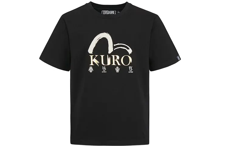 EVISU T Shirts Men's Black Crew Neck Moderate Straight Fit