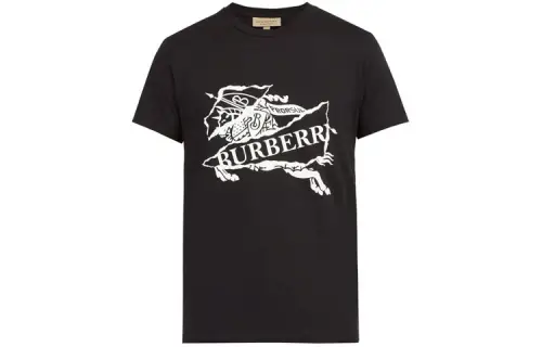 Burberry T Shirts Unisex Black Crew Neck Moderate Straight Fit