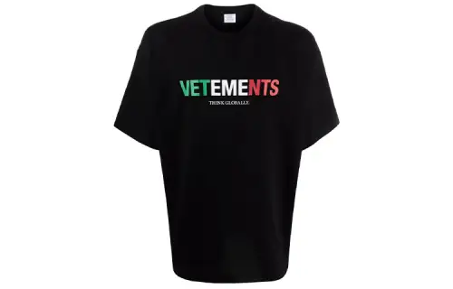 Vetements T Shirts Unisex Black Crew Neck Moderate Straight Fit