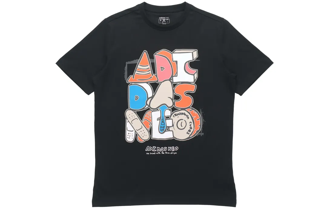 Adidas Neo T Shirts Men's Black Crew Neck Moderate Straight Fit