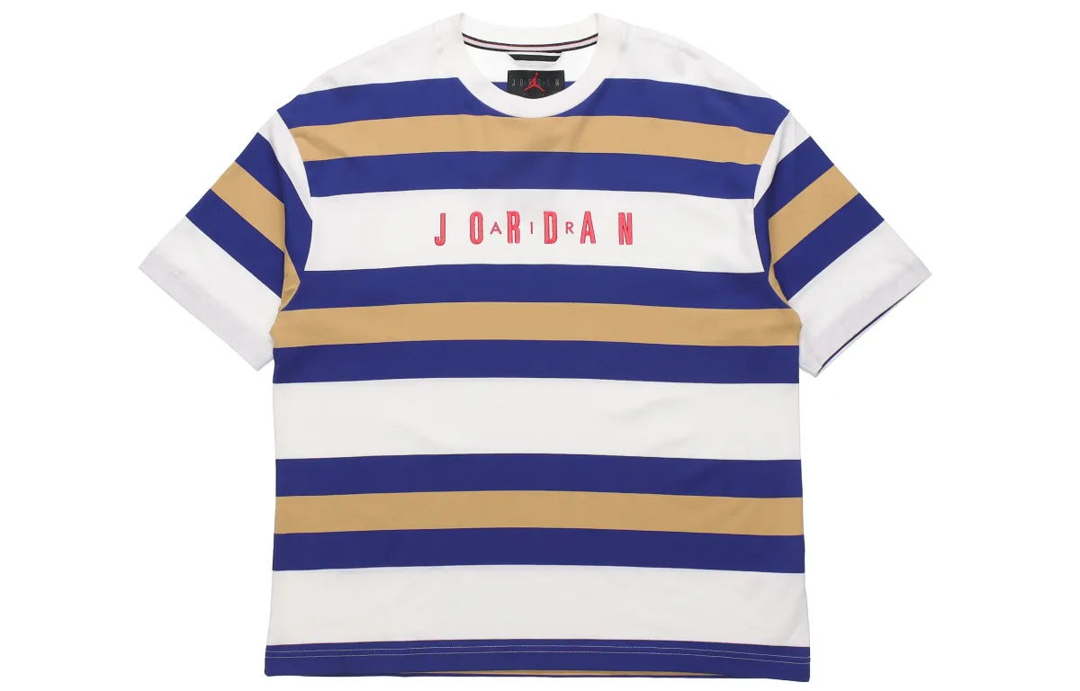 Jordan T-Shirts Men's White/Path Red Crew Neck Moderate Straight Fit