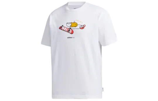 Adidas Neo T Shirts Men's White Crew Neck Moderate Straight Fit