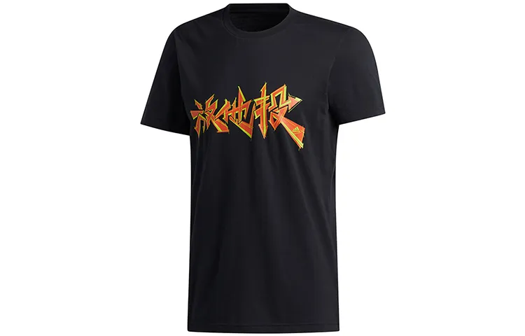 Adidas T-Shirts Men's Black Crew Neck Moderate Straight Fit