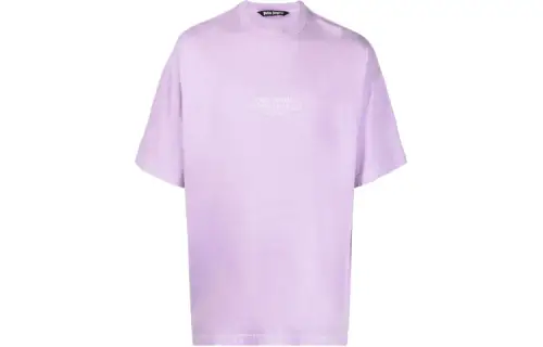 PALM ANGELS T Shirts Men's Purple Crew Neck Moderate Straight Fit