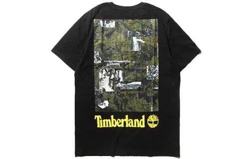 Timberland T Shirts Men's Black Crew Neck Moderate Straight Fit