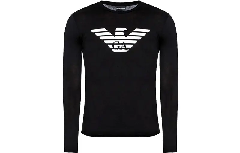 EMPORIO ARMANI Armani FW21 cotton printed long-sleeved T-shirt men's black