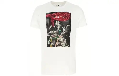OFF-WHITE FW20 Caravaggio graphic print short-sleeved T-shirt for men, white