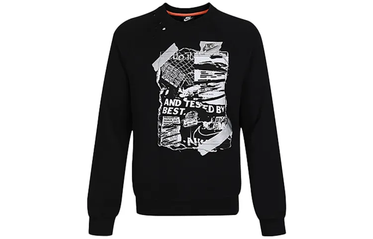 Nike Sweatshirts Men's Black Crew Neck Moderate Regular