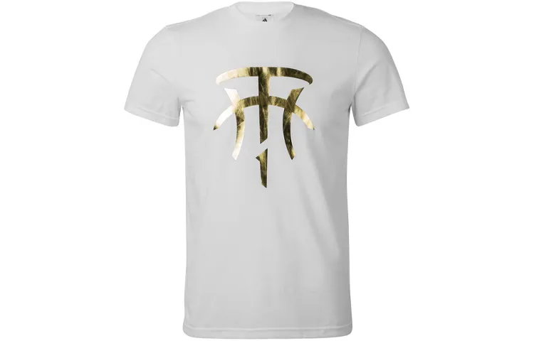 Adidas T-Shirts Men's White Crew Neck Moderate Straight Fit