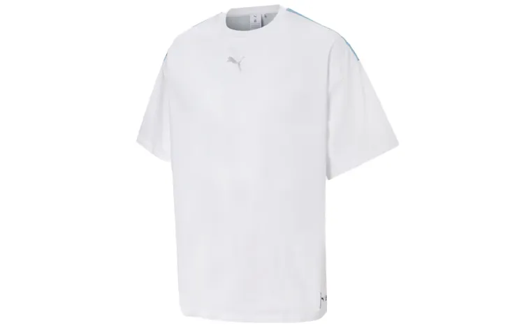 PUMA T-Shirts Unisex White Crew Neck Moderate Straight Fit
