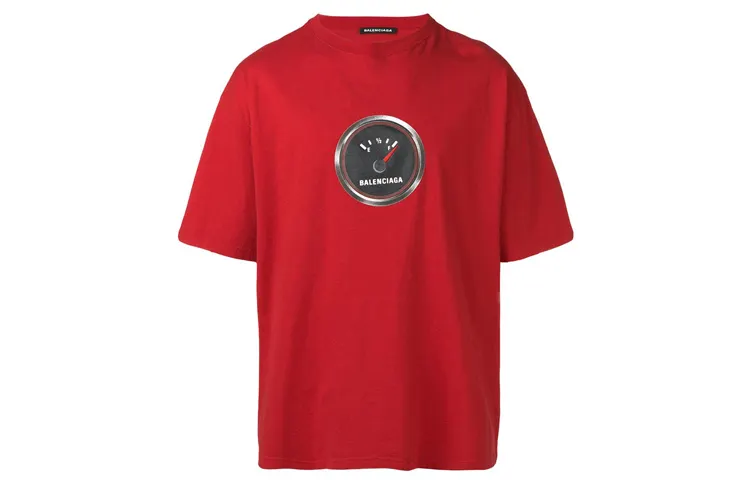 Balenciaga T Shirts Men's Red Crew Neck Moderate Straight Fit