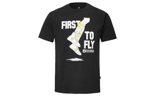 Converse T Shirts Men's Black Crew Neck Moderate Straight Fit