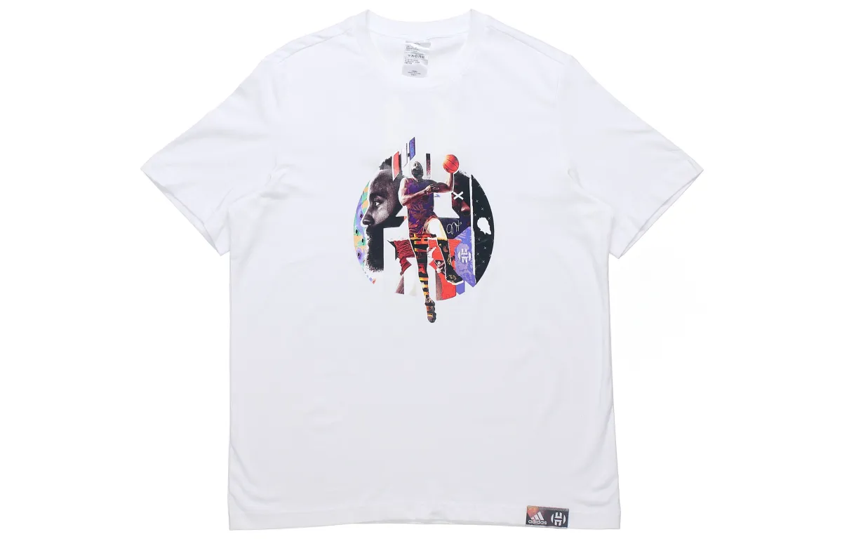 Adidas T-Shirts Men's White Crew Neck Moderate Straight Fit