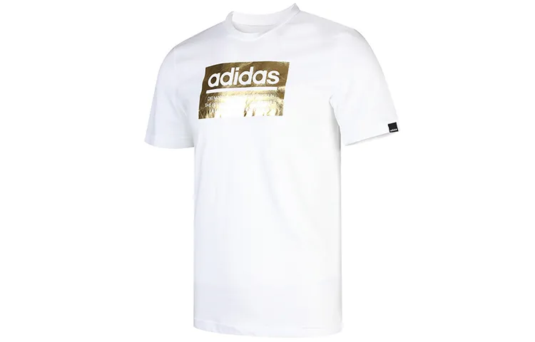 Adidas T-Shirts Men's White Crew Neck Moderate Straight Fit
