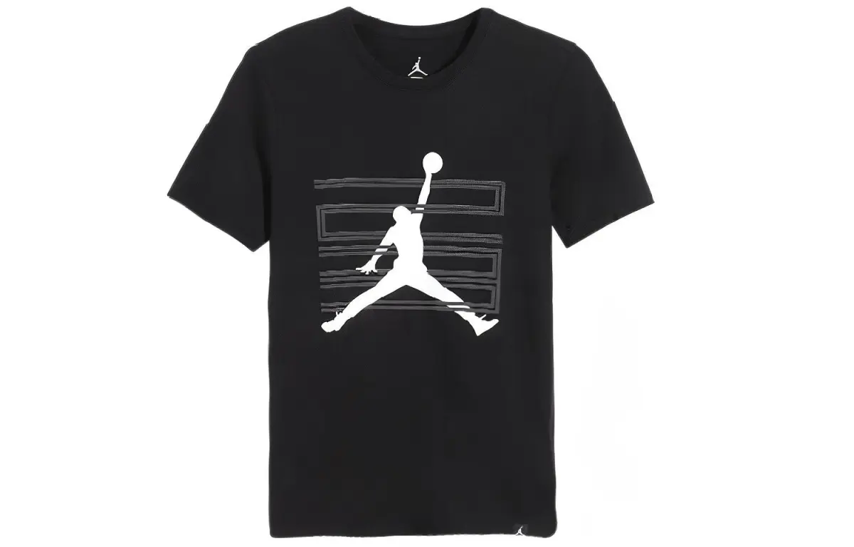 Jordan T-Shirts Men's Black Crew Neck Moderate Straight Fit