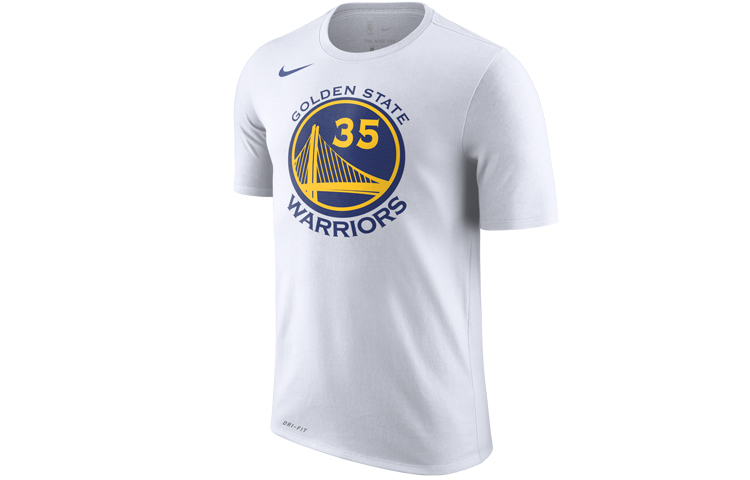 Nike Dri-Fit NBA Golden State Warriors Kevin Durant Round-neck Printed Pull-up Short-sleeved T-shirt Men's White