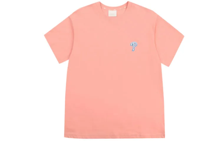 MLB T-Shirts Unisex Pink Crew Neck Moderate Straight Fit