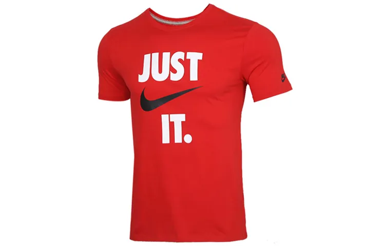 Nike T-Shirts Men's Red Crew Neck Moderate