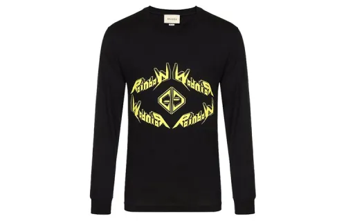 GUCCI T Shirts Men's Black Crew Neck Moderate Straight Fit