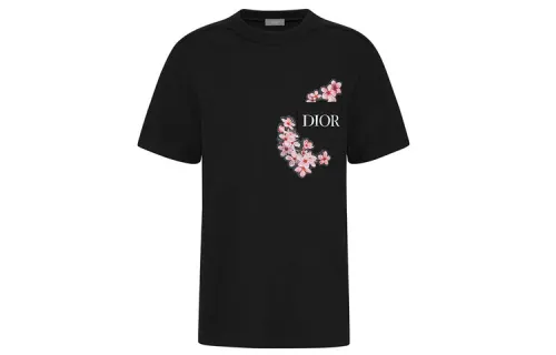 Dior x Hajime Sorayama embroidered-flower patch T-shirt