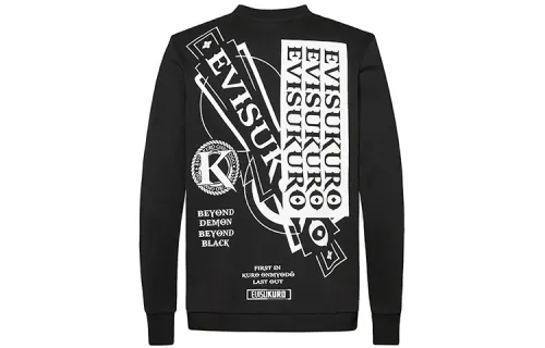 EVISU Sweatshirts Men's Black Crew Neck Moderate Heavyweight